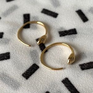 Manon 14k Gold Snake Mini Hoops w Diamonds